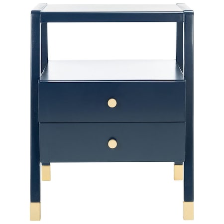 Safavieh Cove 2 Drawer 1 Shelf Accent Table, Navy & Gold ACC6602A